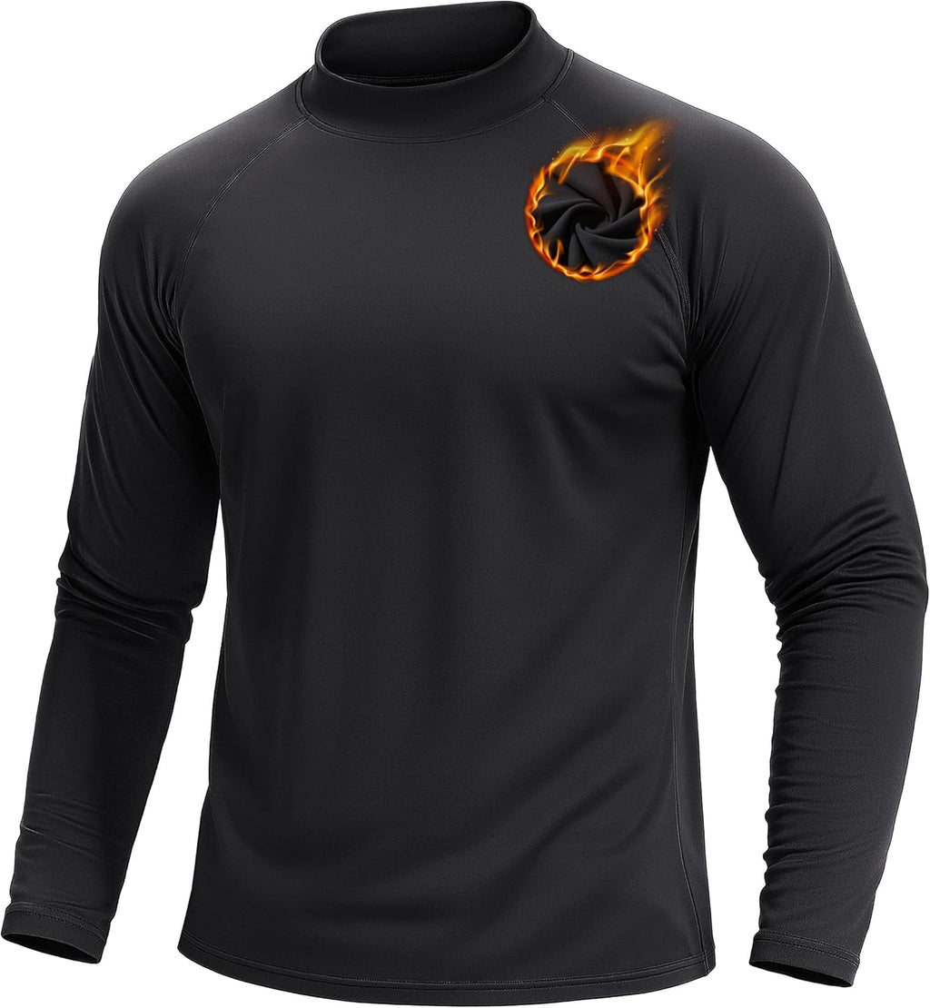 TACVASEN Men's Thermal Shirt Turtle Neck Fleece Lined Long Sleeve Undershirt Athletic Base Layer Winter Workout Tops