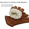 OZERO Winter Thermal Leather Work Gloves with Thick Imitation Lambswool Lining, Warm Gift for Cold Weather (Large)