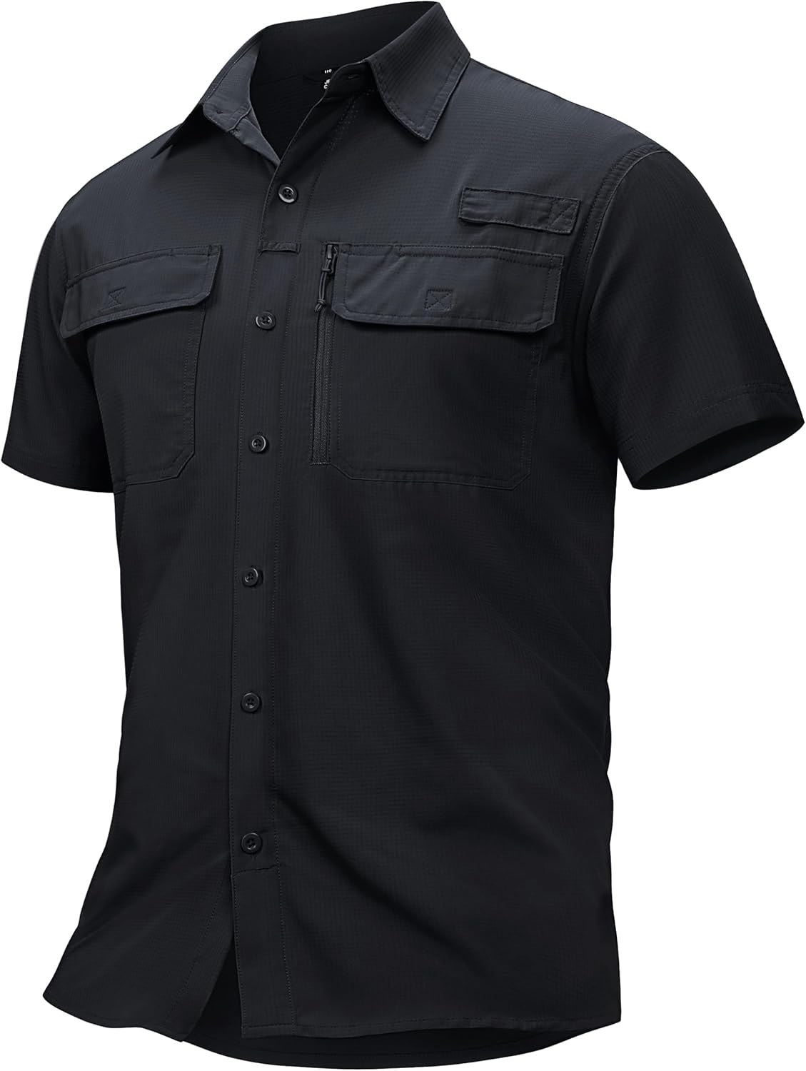 TACVASEN Men's Sun Shirts UPF 50+ Short Sleeve Shirts Button Up Cooling Quick Dry Hiking Fishing Shirts with Zip Pocket