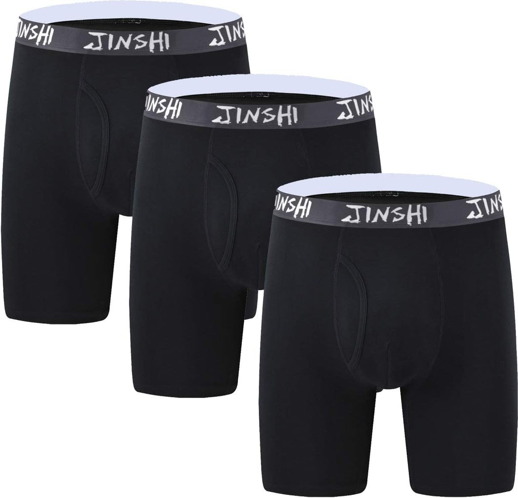 JINSHI Men's Underwear Boxer Briefs Bamboo Fiber Boxer Briefs Classic Fit 3Pack