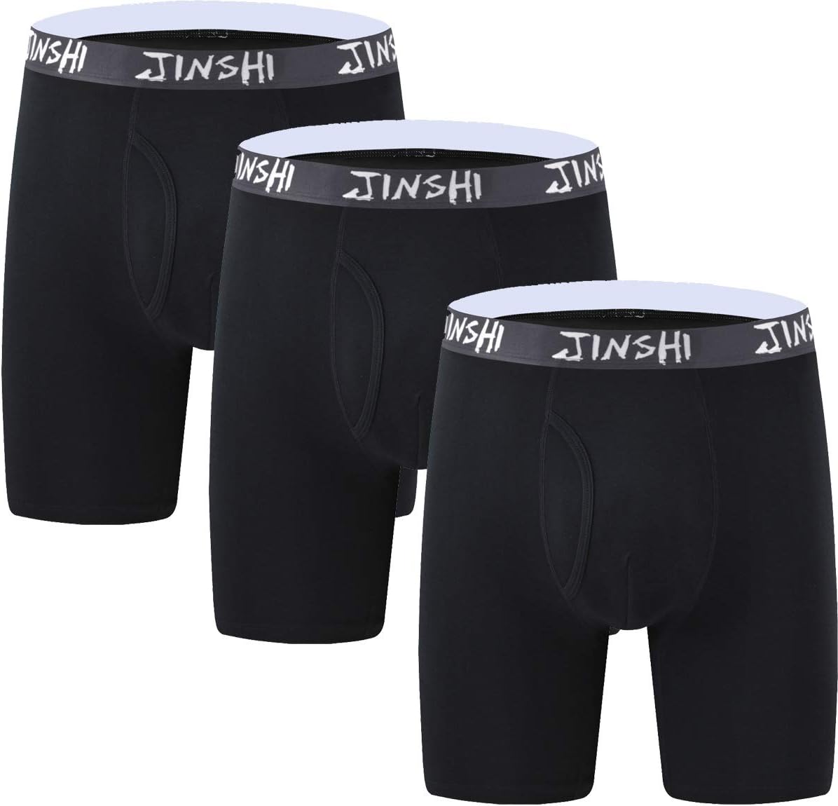 JINSHI Men's Underwear Boxer Briefs Bamboo Fiber Boxer Briefs Classic Fit 3Pack