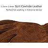 OZERO Winter Thermal Leather Work Gloves with Thick Imitation Lambswool Lining, Warm Gift for Cold Weather (Large)