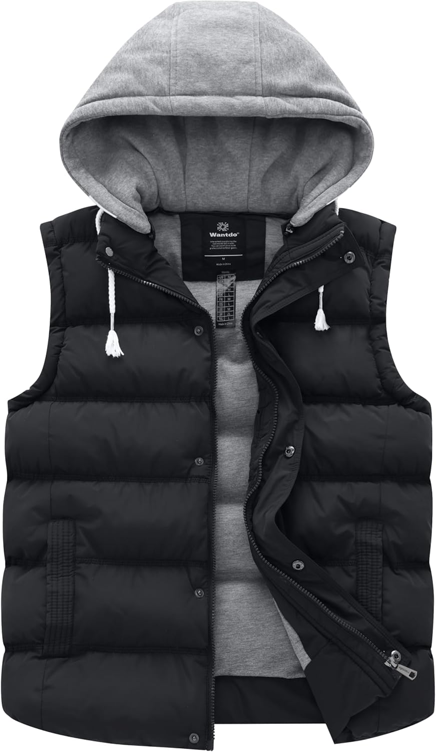 Wantdo Women's Winter Quilted Hooded Puffer Vest Warm Cotton Sleeveless Down Jacket
