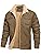 TACVASEN Men's Cotton Jackets Winter Fleece Lined Casual Warm Cargo Coat Snaps Working Sherpa Jacket with Multi Pockets