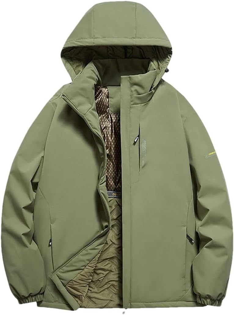 Men's Down Stormcoat Winter Solid Color Resistant Warm Outdoor Adventure Hooded Coat Men's Waterproof Jacket