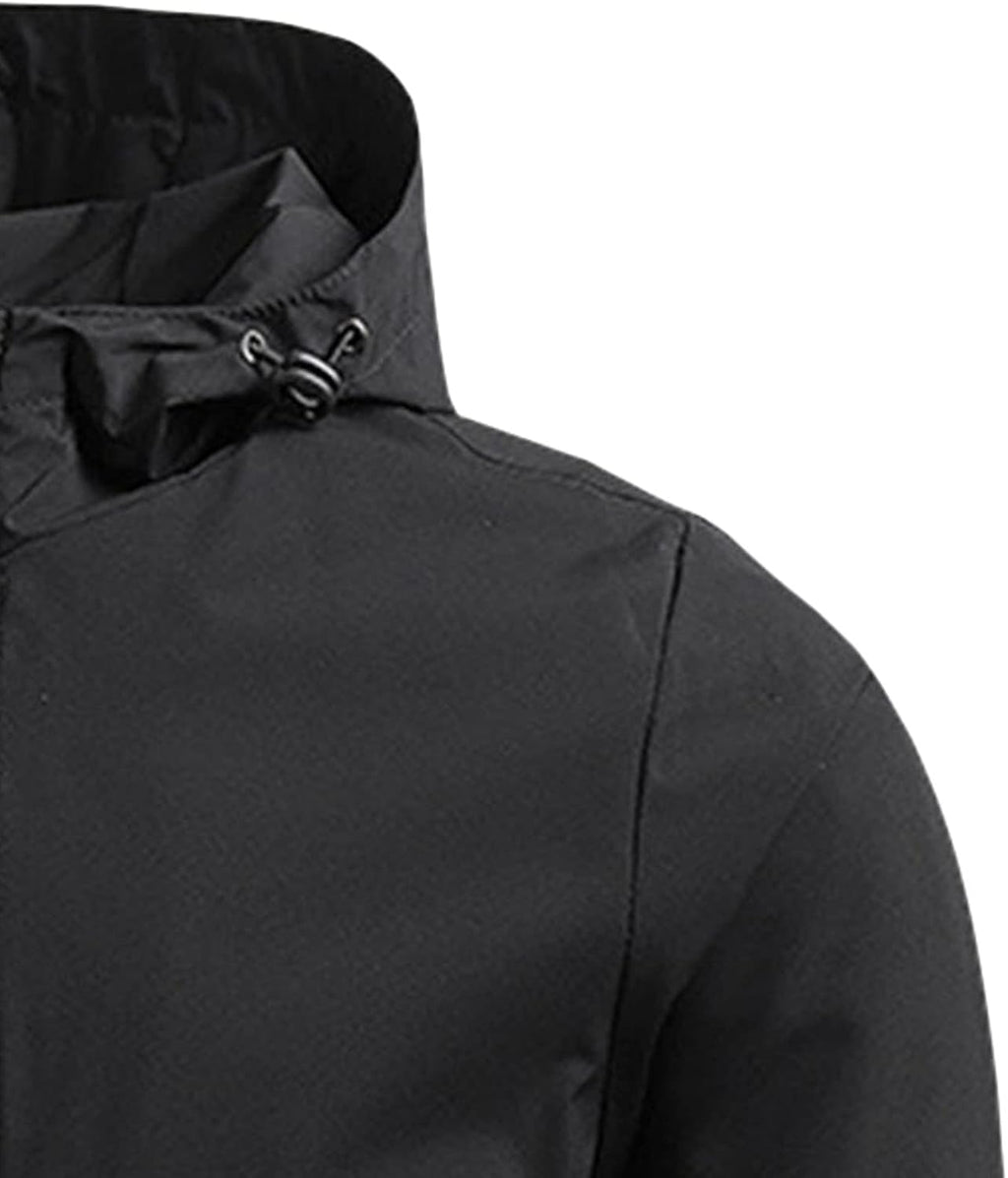 JEShifangjiusu Mens Rain Jacket Waterproof Lightweight Thin Windbreaker Zip Pocket Winter Down Jacket With Hooded Hiking Coat