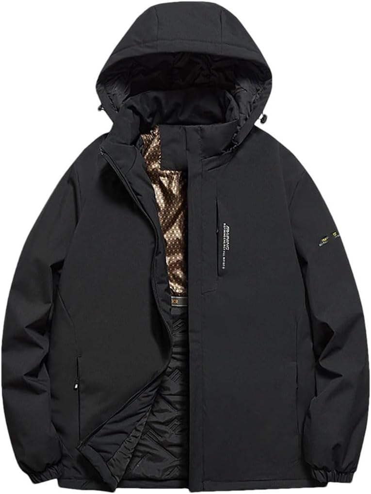 Men's Down Stormcoat Winter Solid Color Resistant Warm Outdoor Adventure Hooded Coat Men's Waterproof Jacket