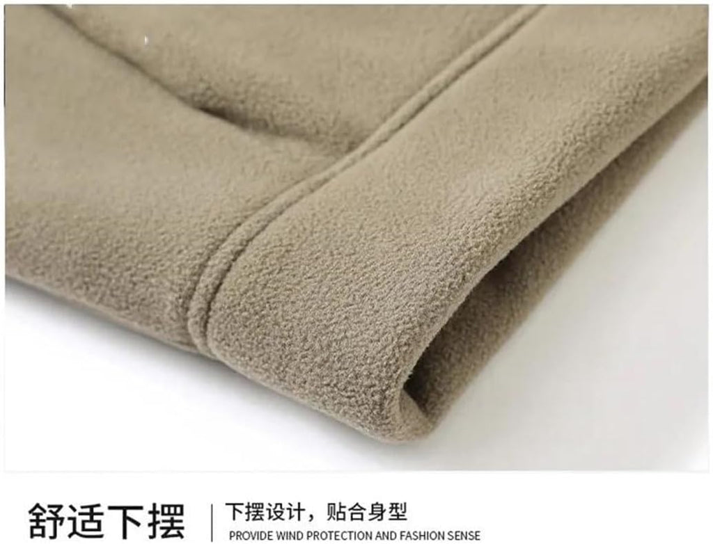 Men's Fall Winter Double Sided Fleece Coat Fabric Thickened Warm Casual Hoodie Coat Lightweight