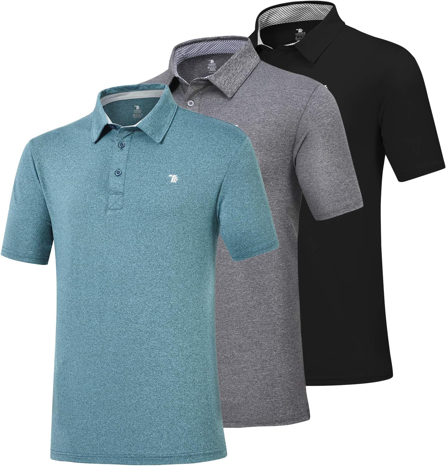 MoFiz Mens Short Sleeve Big and Tall Causal Fit Classic Ventilated Polo Shirt Solid Color Golf Polo T Shirt