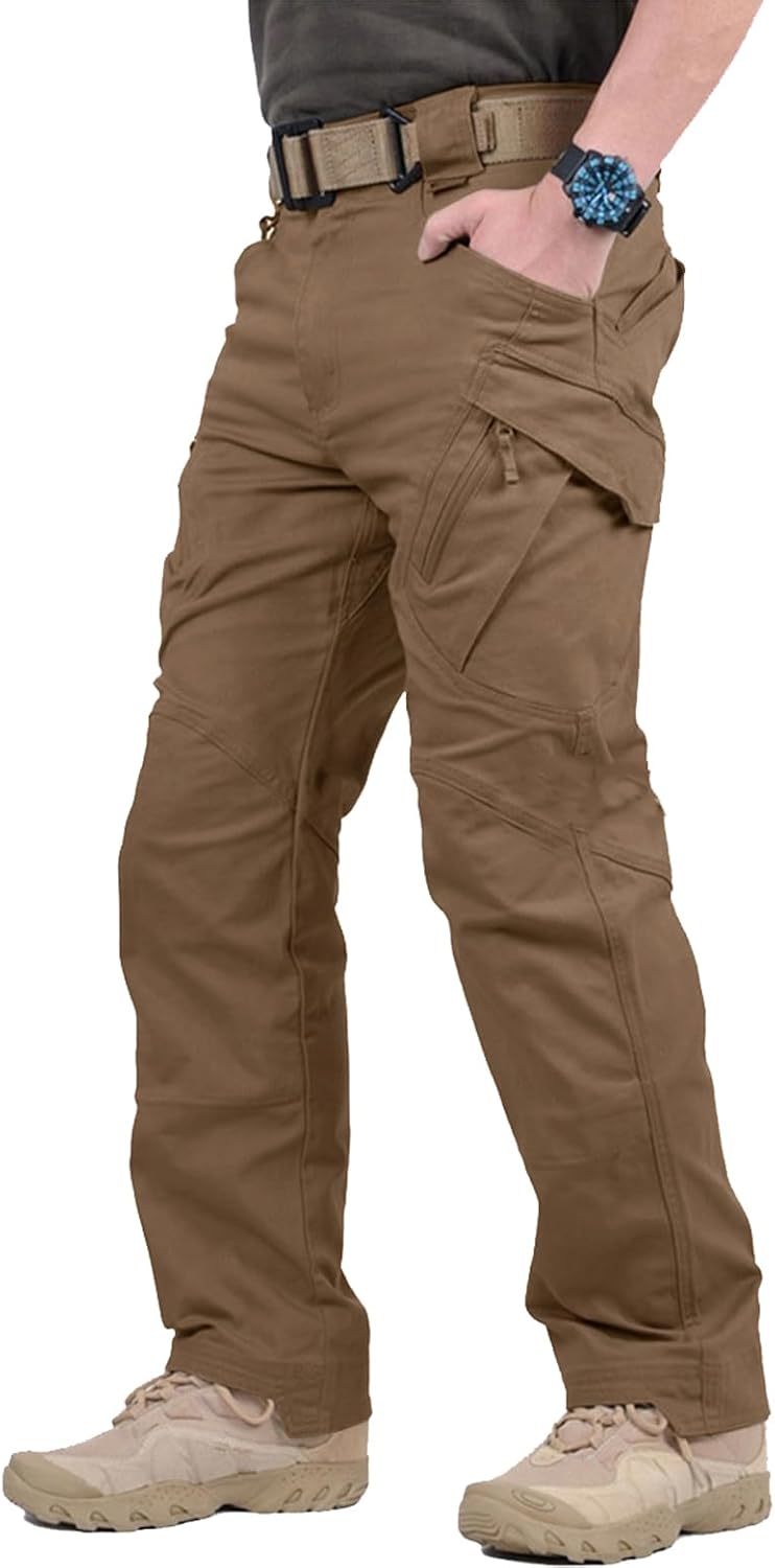 TACVASEN Men's Cargo Work Trousers Military Tactical Combat Pants Lightweight Outdoor Hiking Casual Pants with 9 Pockets