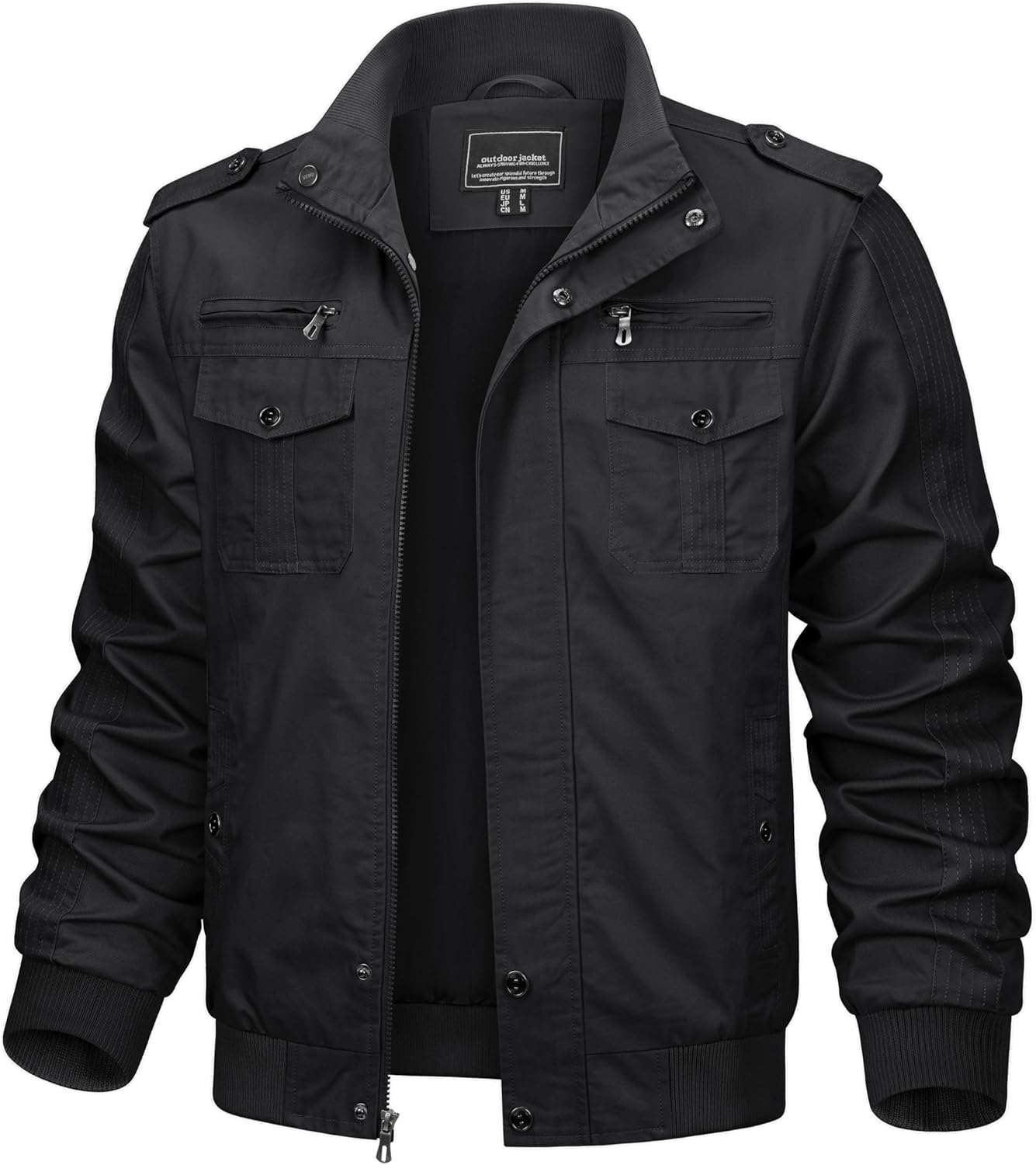 TACVASEN Men's Military Jacket Lightweight Work Winter Jacket for Men Casual Bomber Coat With Pockets Cargo Cotton Coat