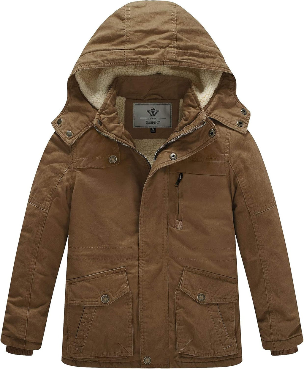 WenVen Boy's and Girl's Cotton Heavy Hooded Parka Coat