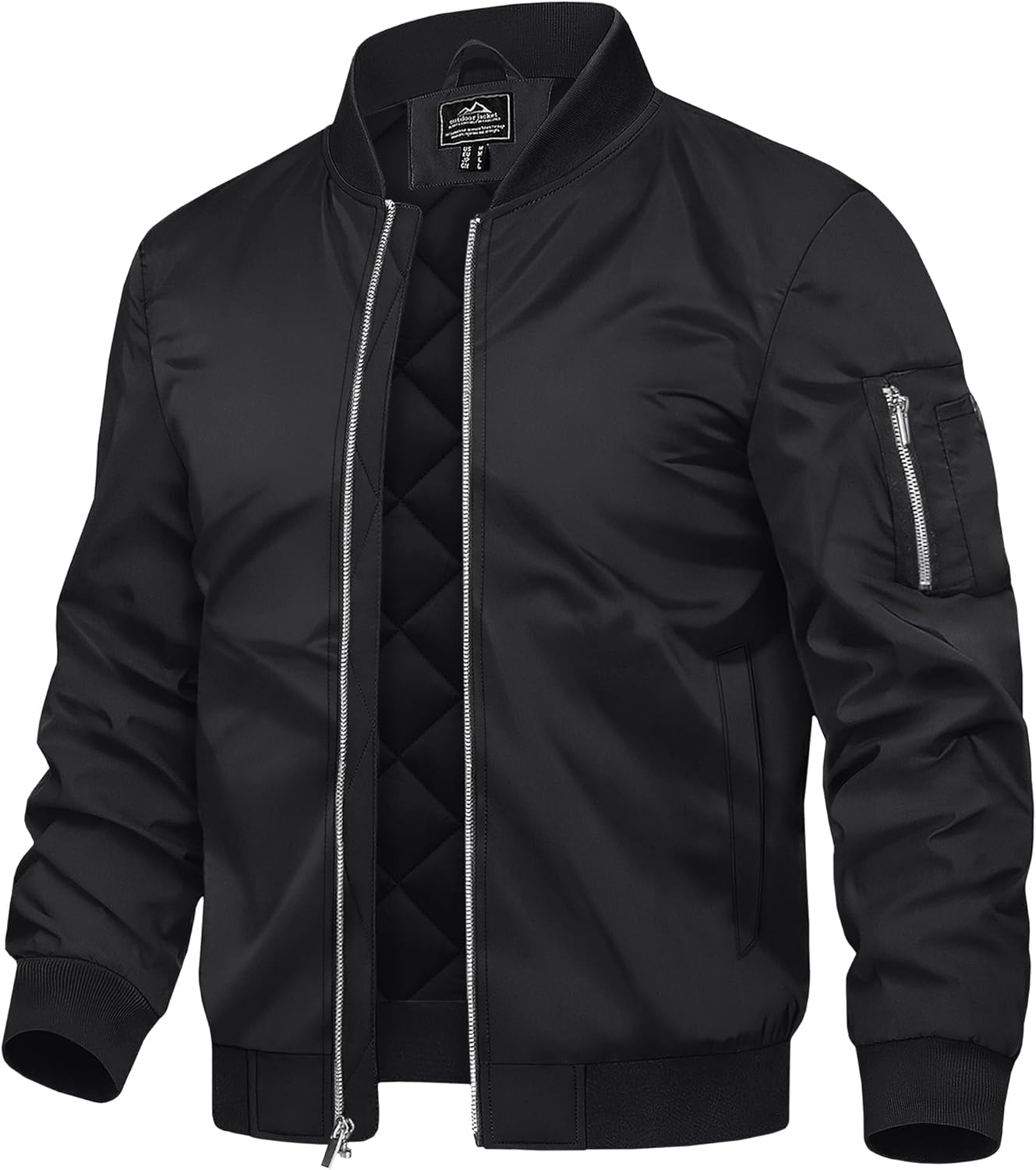 TACVASEN Men's Bomber Jackets Casual Quilted Jacket Warm Windproof Padded Jackets Water Resistant Warm Winter Coats