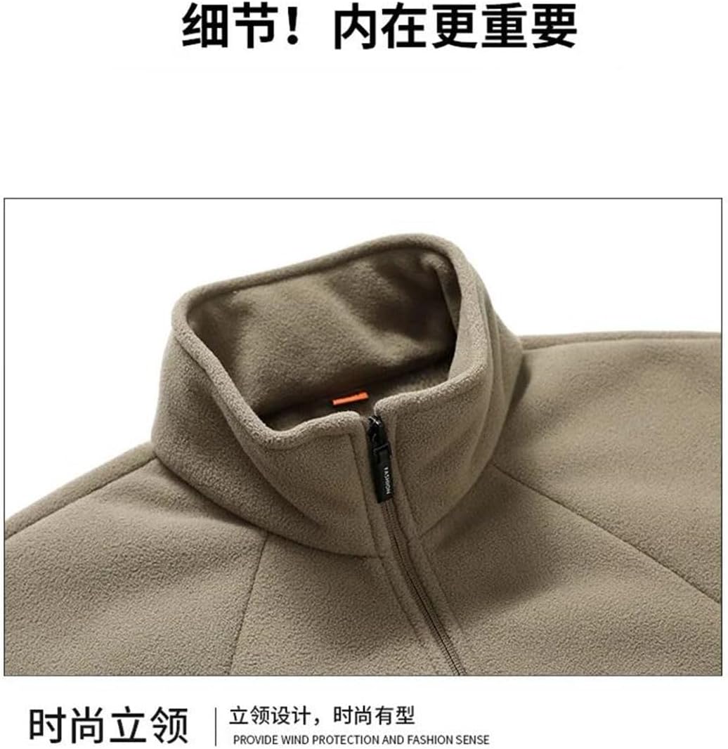 Men's Fall Winter Double Sided Fleece Coat Fabric Thickened Warm Casual Hoodie Coat Lightweight