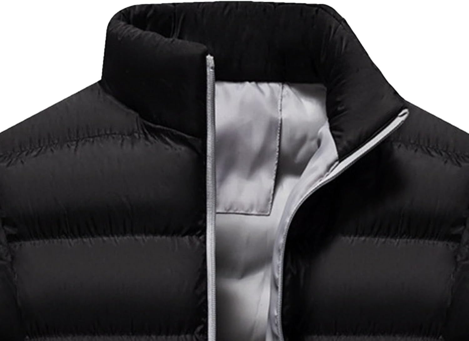 JEShifangjiusu Men Warm Zipper Puffer Jacket Lightweight Winter Puffer Down Coats Fashion Quilted Stand Collar Puffer Jacket