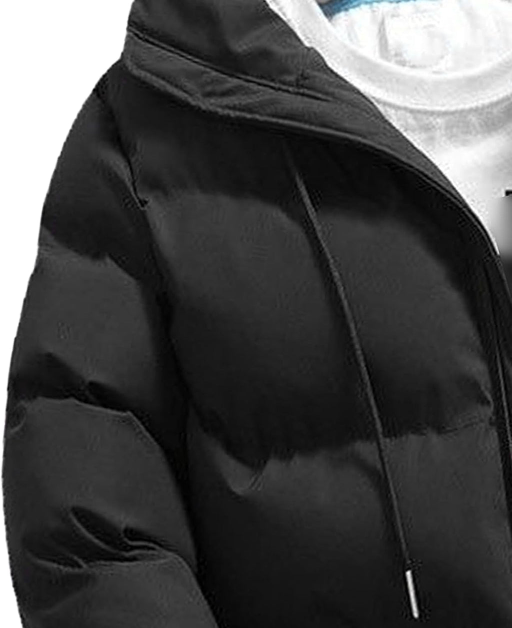 Maiyifu-GJ Winter Thicken Jacket for Men Windproof Warm Hooded Down Coat Padded Quilted Outwear Outdoor Parka Outerwear, Black, X-Large