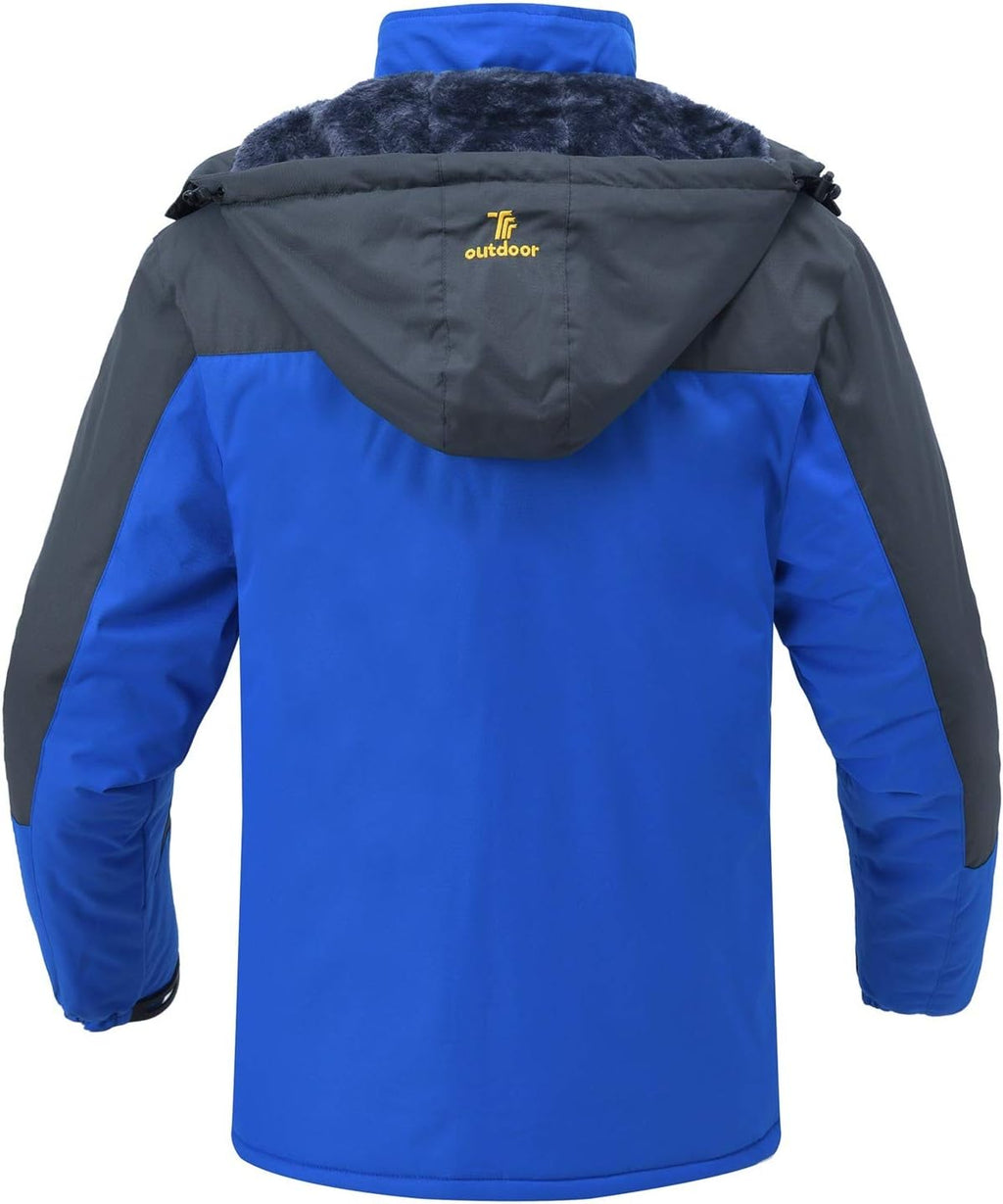 Rdruko Men's Outdoor Ski Snow Jacket Waterproof Fleece Mountain Hooded Rain Coat
