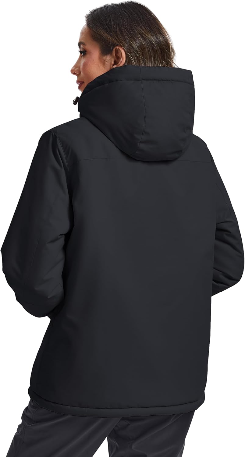 TACVASEN Women's Waterproof Winter Jacket Ski Hooded Insulated Jacket Fleece Warm Snow Outdoor Rain Windbreaker