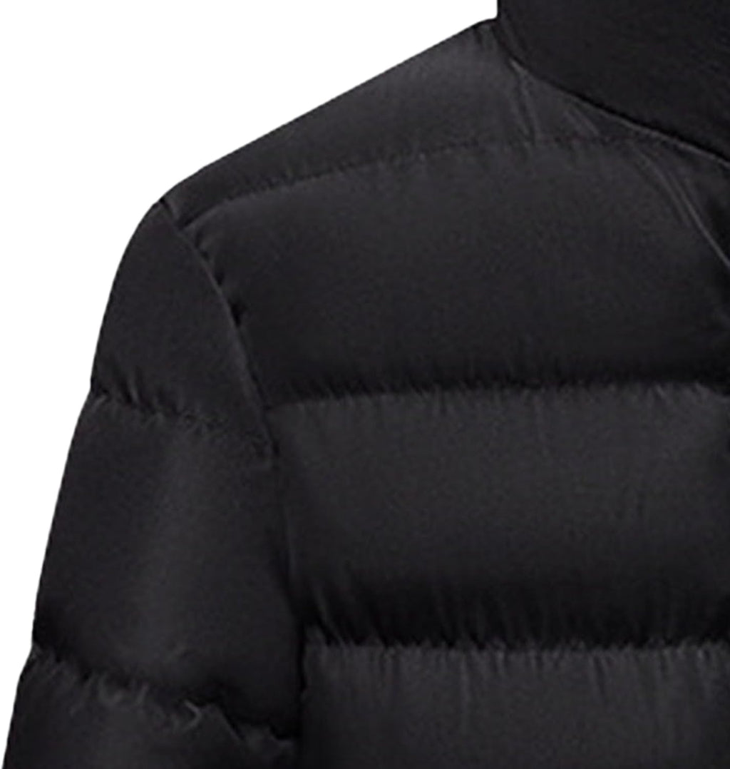 JEShifangjiusu Men Warm Zipper Puffer Jacket Lightweight Winter Puffer Down Coats Fashion Quilted Stand Collar Puffer Jacket