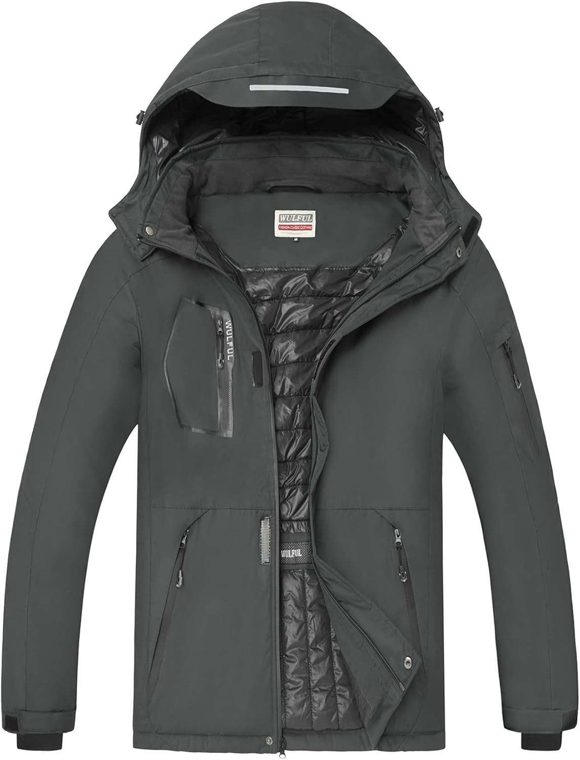 WULFUL Men's Waterproof Ski Jacket Warm Winter Snow Coat Mountain Windbreaker