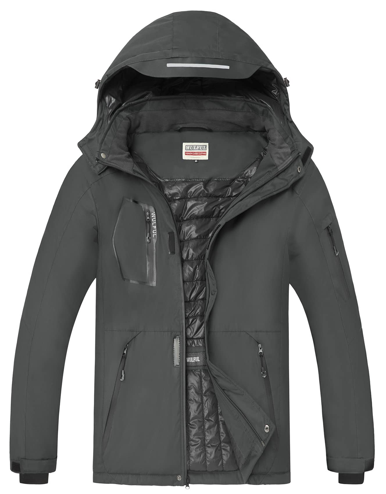 WULFUL Men's Waterproof Ski Jacket Warm Winter Snow Coat Mountain Windbreaker