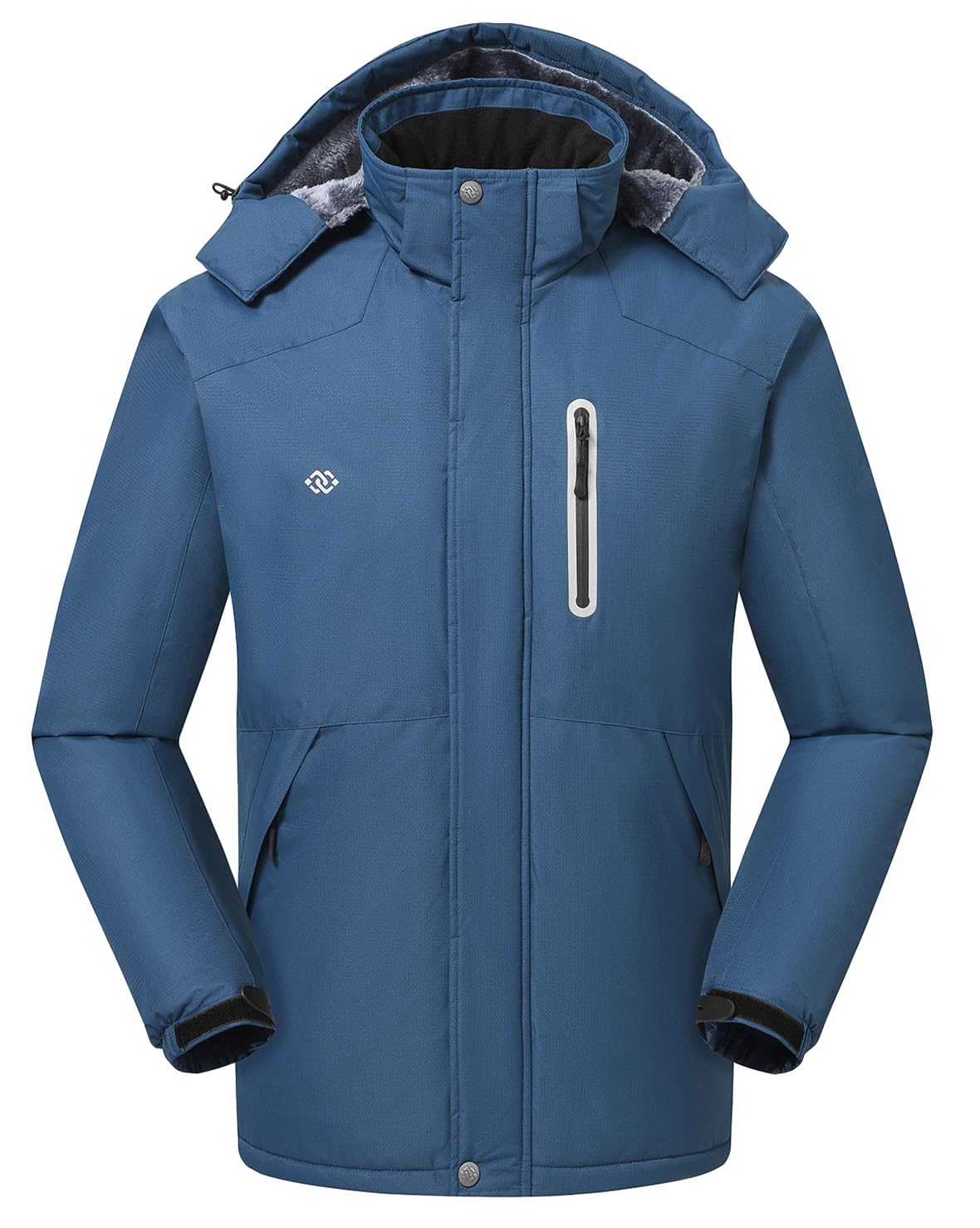 MoFiz Men's Waterproof Ski Jacket Warm Winter Snow Coat Mountain Windbreaker Hooded Thicken Fleece Parka Zip Pockets