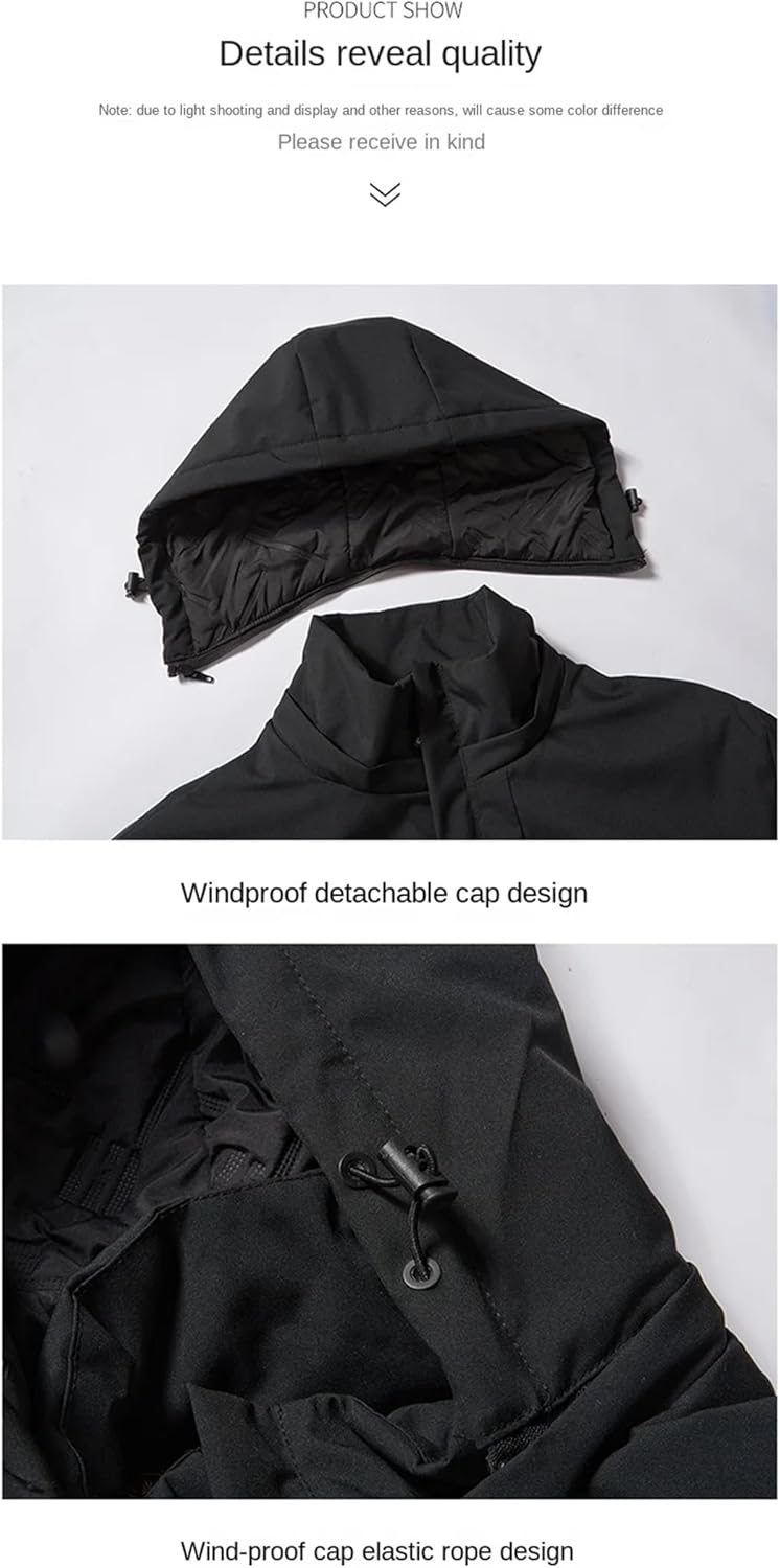 Men's Down Stormcoat Winter Solid Color Resistant Warm Outdoor Adventure Hooded Coat Men's Waterproof Jacket