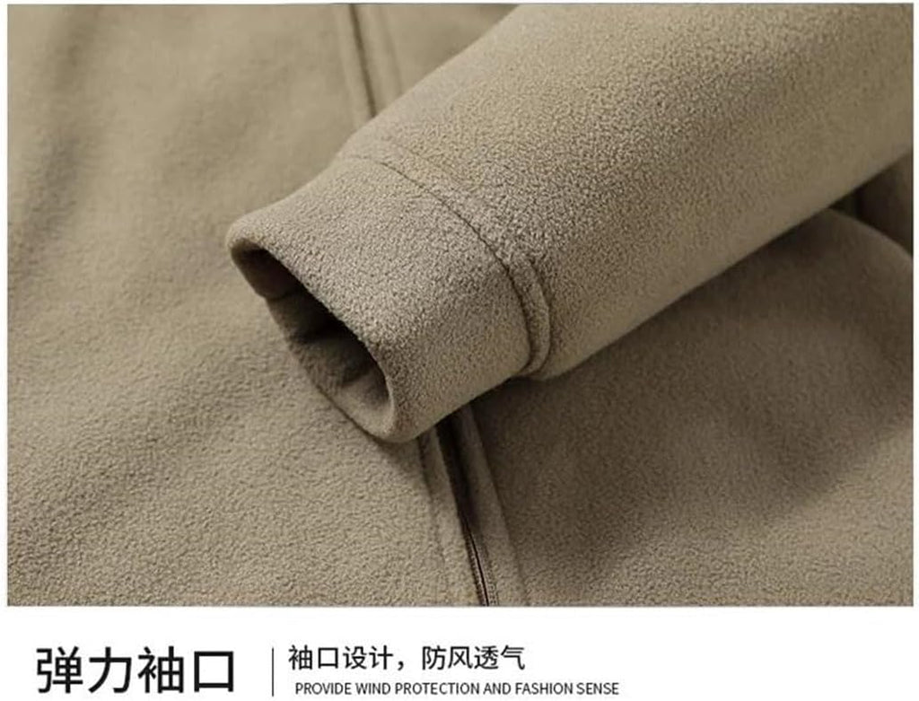 Men's Fall Winter Double Sided Fleece Coat Fabric Thickened Warm Casual Hoodie Coat Lightweight