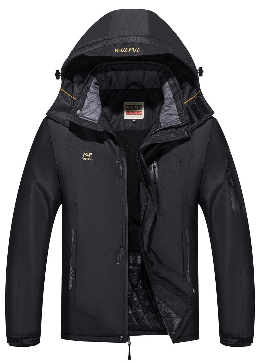 WULFUL Men's Waterproof Ski Jacket Warm Winter Snow Coat Mountain Windbreaker