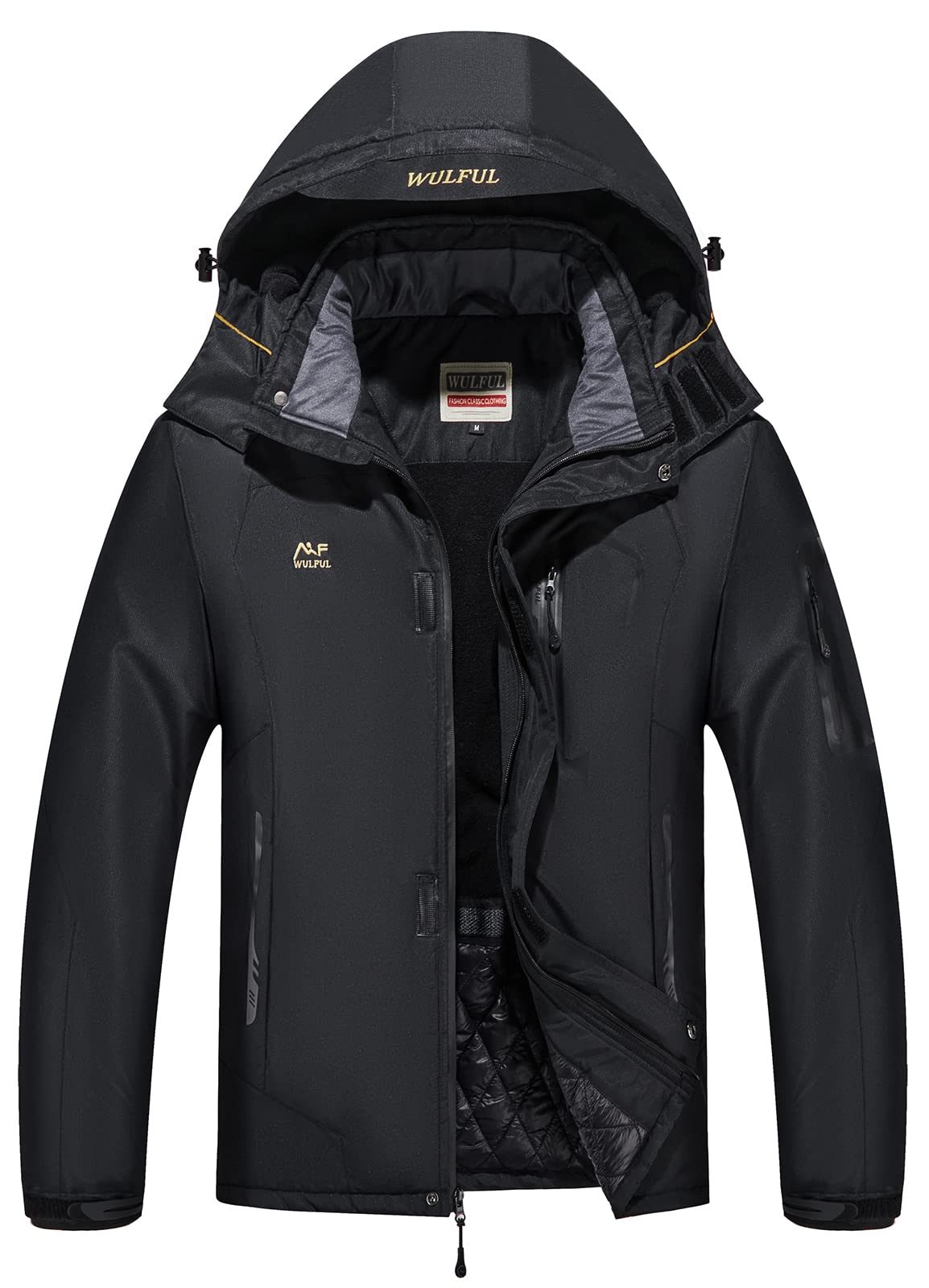 WULFUL Men's Waterproof Ski Jacket Warm Winter Snow Coat Mountain Windbreaker