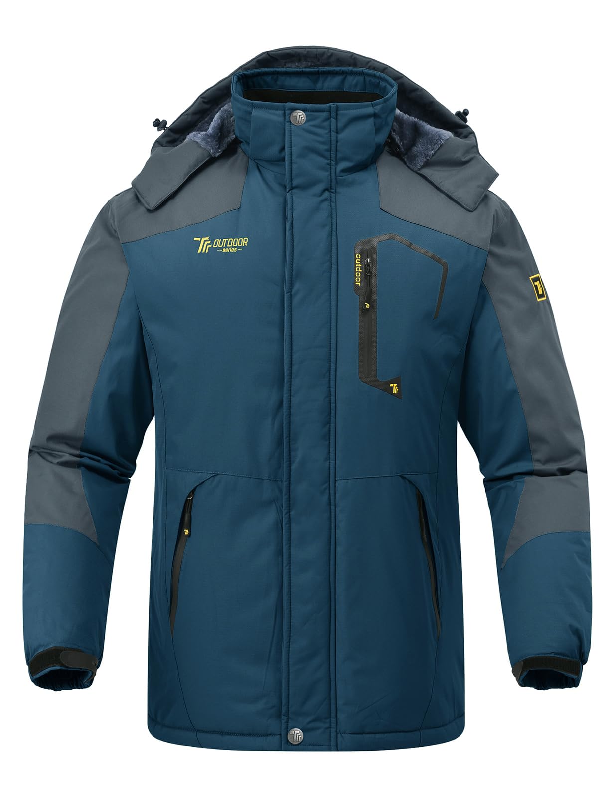 Rdruko Men's Outdoor Ski Snow Jacket Waterproof Fleece Mountain Hooded Rain Coat