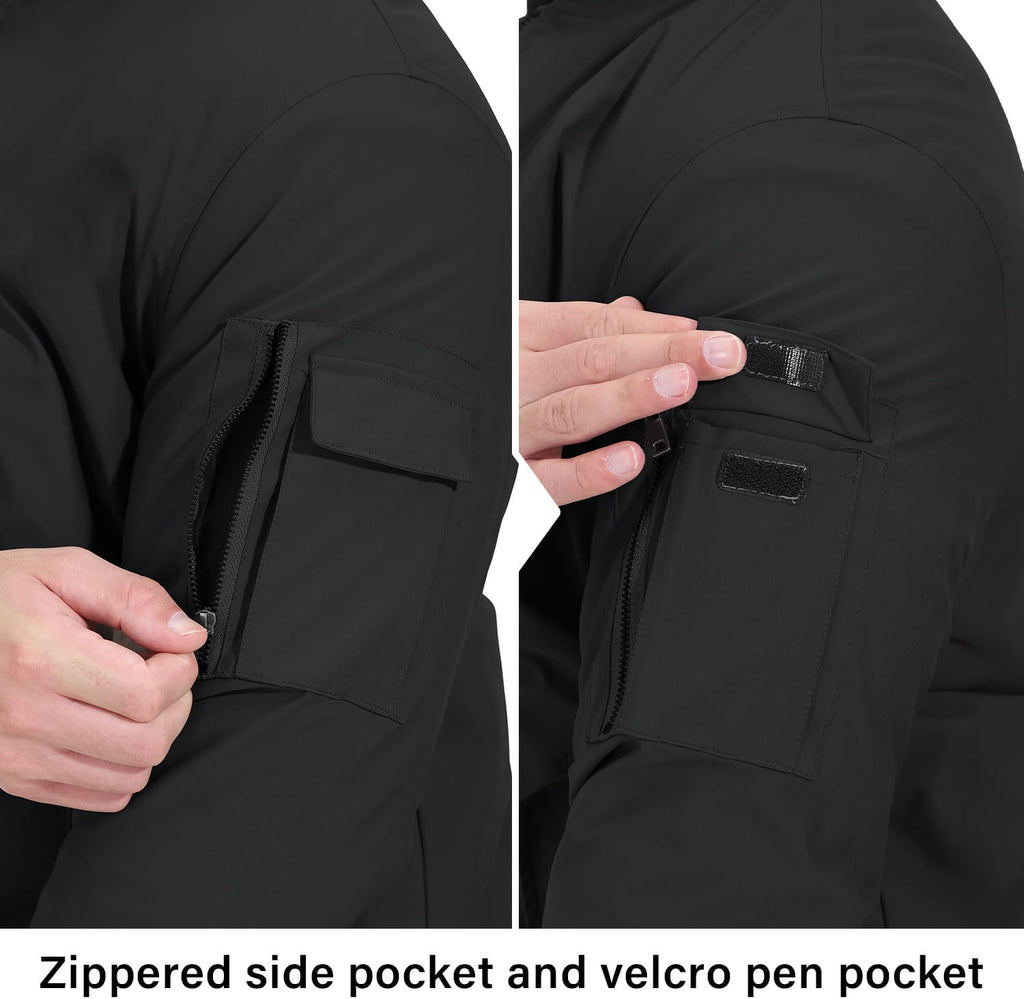 BGOWATU Men's Bomber Jacket Fall Winter Qulited Full Zip Windprooof Casual Padded Warm Coat