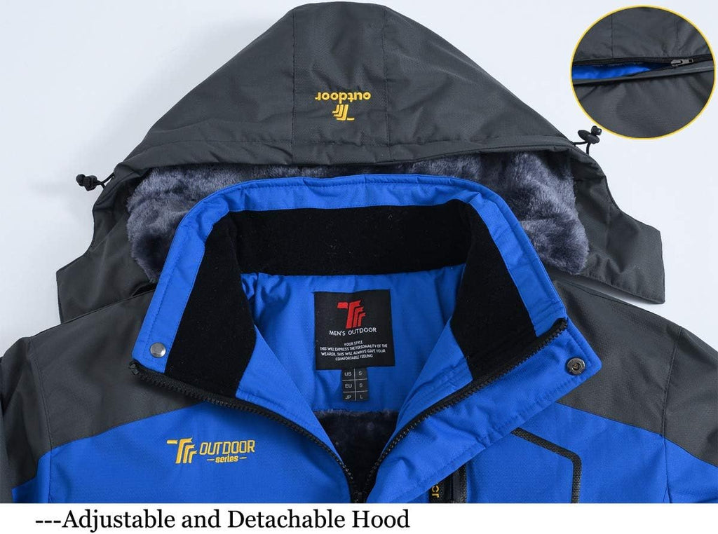 Rdruko Men's Outdoor Ski Snow Jacket Waterproof Fleece Mountain Hooded Rain Coat