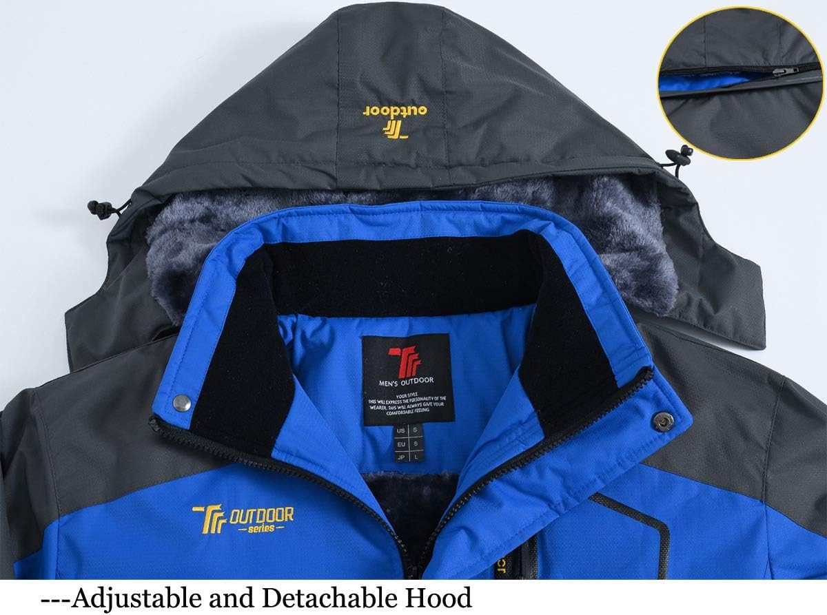 Rdruko Men's Outdoor Ski Snow Jacket Waterproof Fleece Mountain Hooded Rain Coat