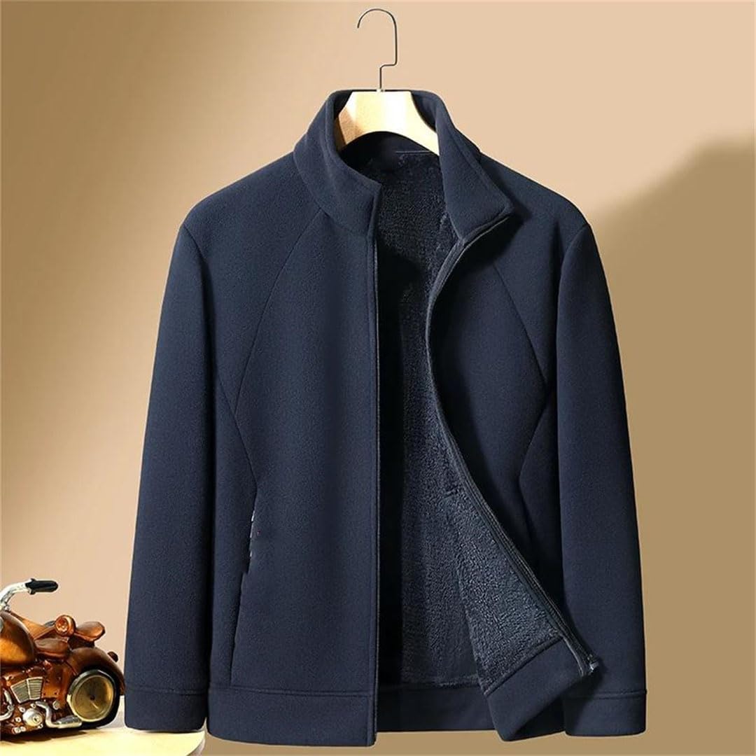 Men's Fall Winter Double Sided Fleece Coat Fabric Thickened Warm Casual Hoodie Coat Lightweight