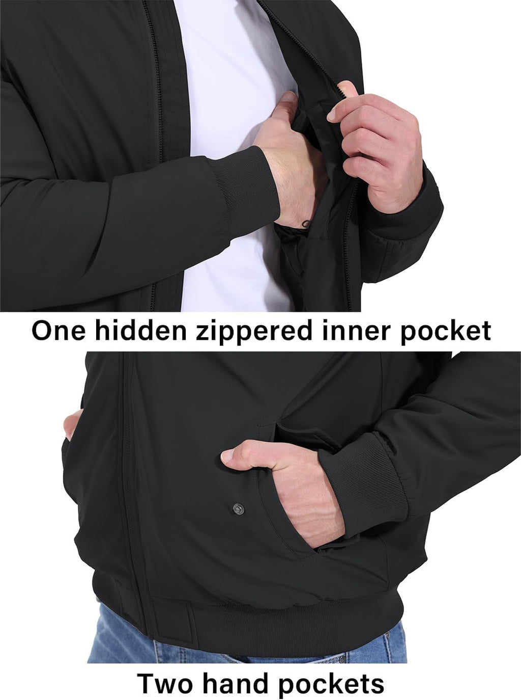 BGOWATU Men's Bomber Jacket Fall Winter Qulited Full Zip Windprooof Casual Padded Warm Coat