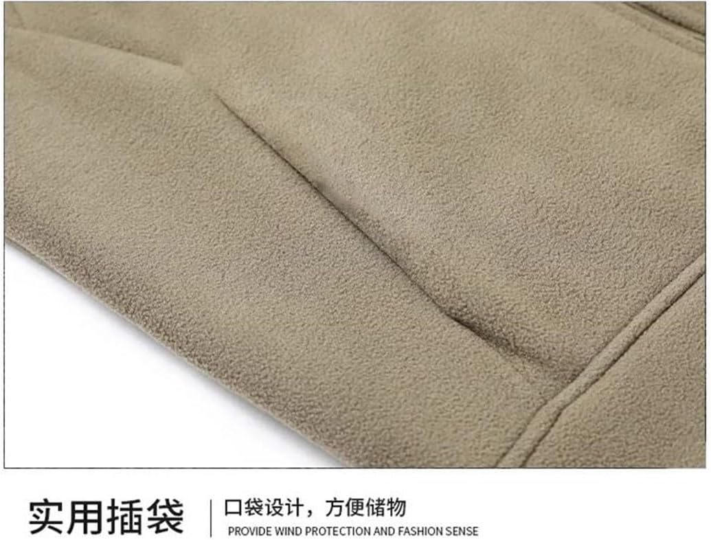 Men's Fall Winter Double Sided Fleece Coat Fabric Thickened Warm Casual Hoodie Coat Lightweight