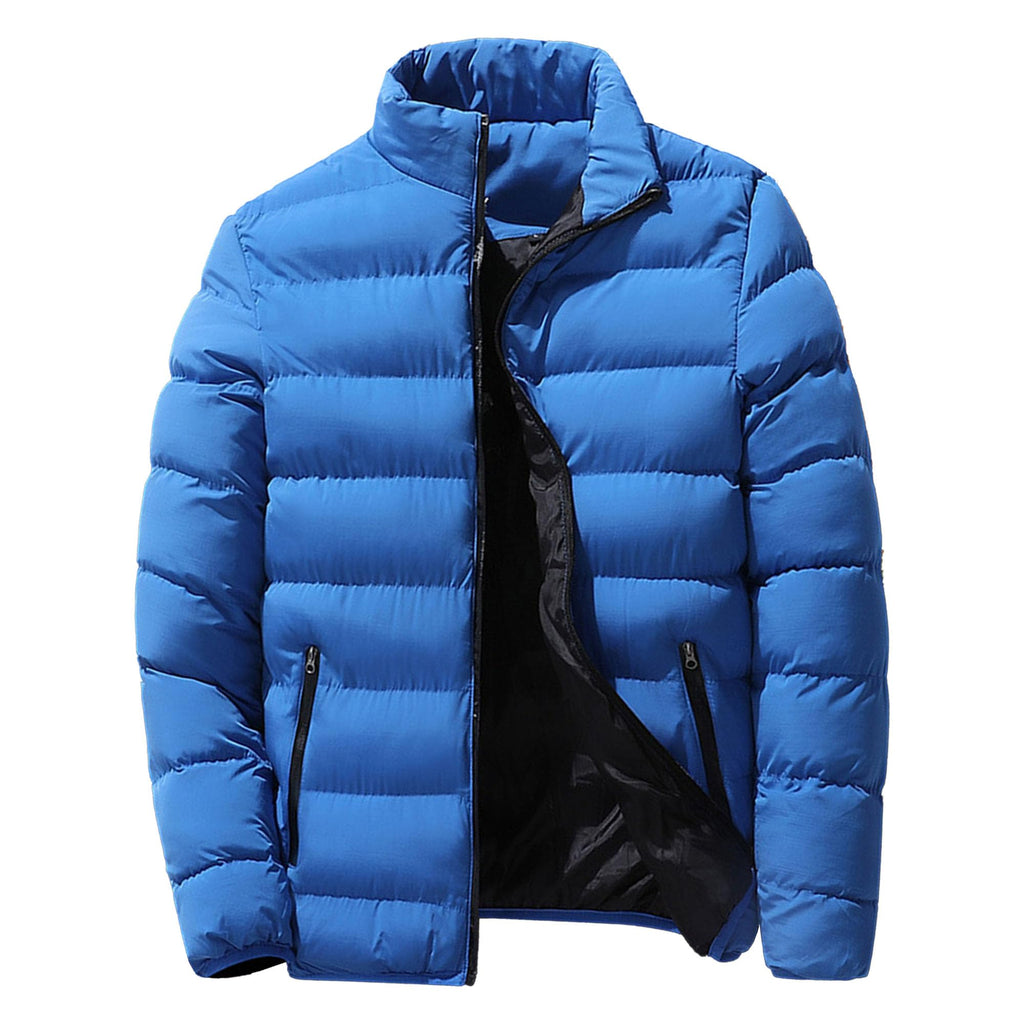 JEShifangjiusu Men Warm Zipper Puffer Jacket Lightweight Winter Puffer Down Coats Fashion Quilted Stand Collar Puffer Jacket