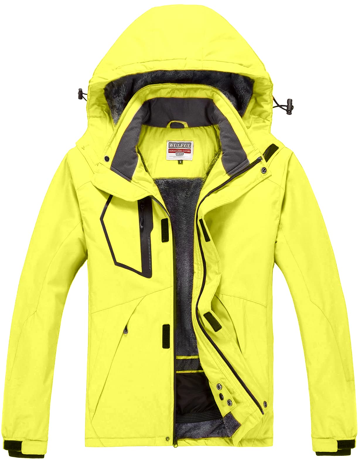 WULFUL Men's Waterproof Ski Jacket Warm Winter Snow Coat Mountain Windbreaker