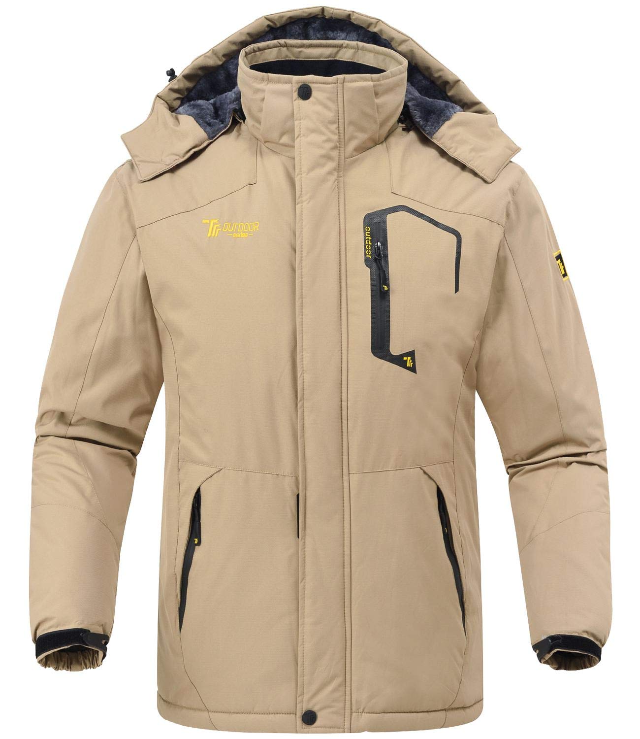 Rdruko Men's Outdoor Ski Snow Jacket Waterproof Fleece Mountain Hooded Rain Coat