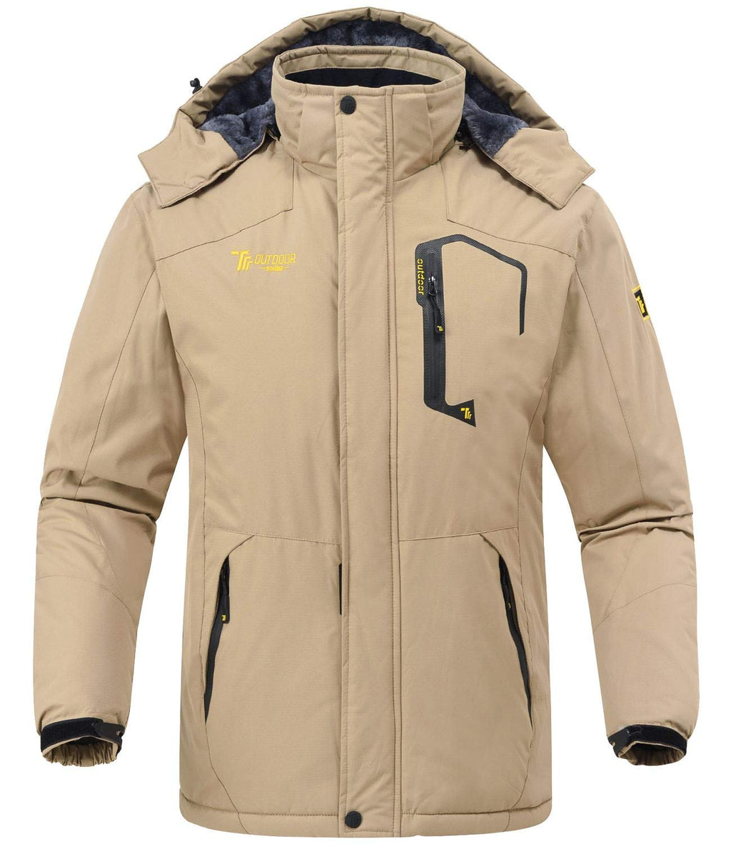 Rdruko Men's Outdoor Ski Snow Jacket Waterproof Fleece Mountain Hooded Rain Coat