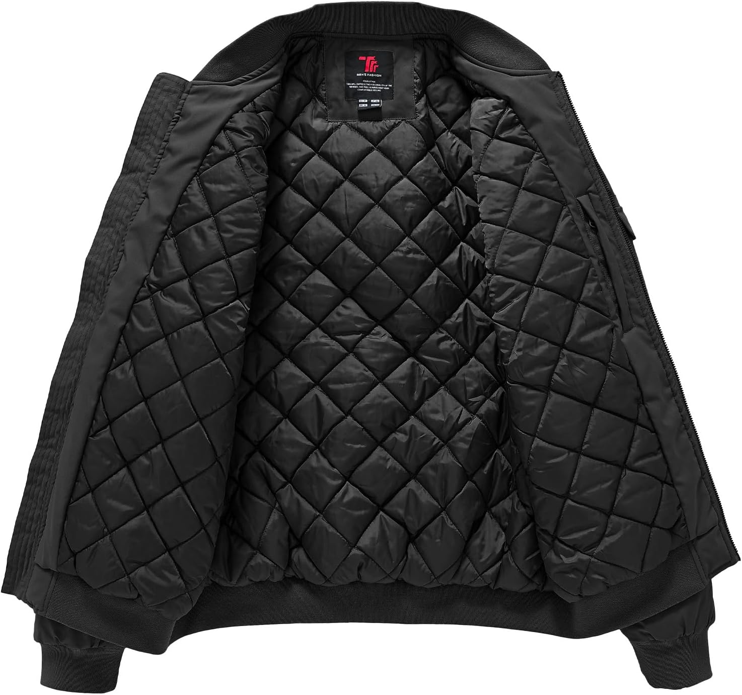 BGOWATU Men's Bomber Jacket Fall Winter Qulited Full Zip Windprooof Casual Padded Warm Coat