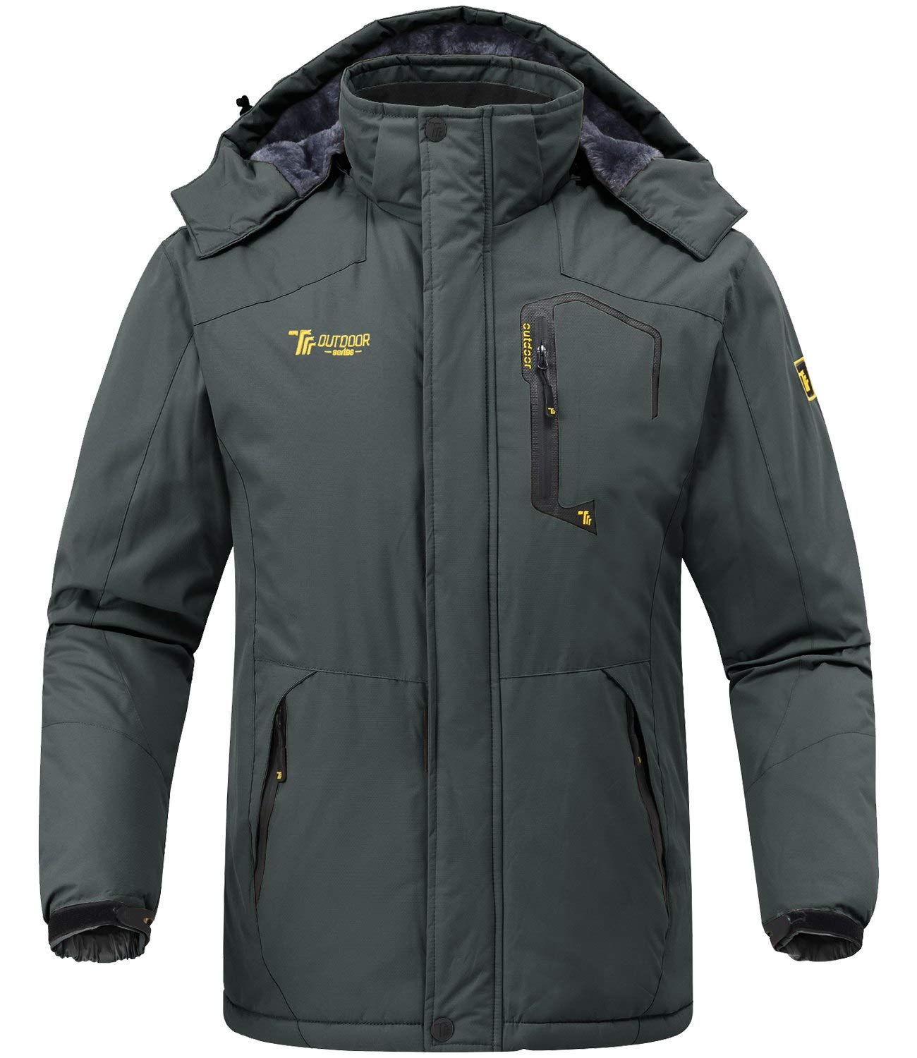 Rdruko Men's Outdoor Ski Snow Jacket Waterproof Fleece Mountain Hooded Rain Coat