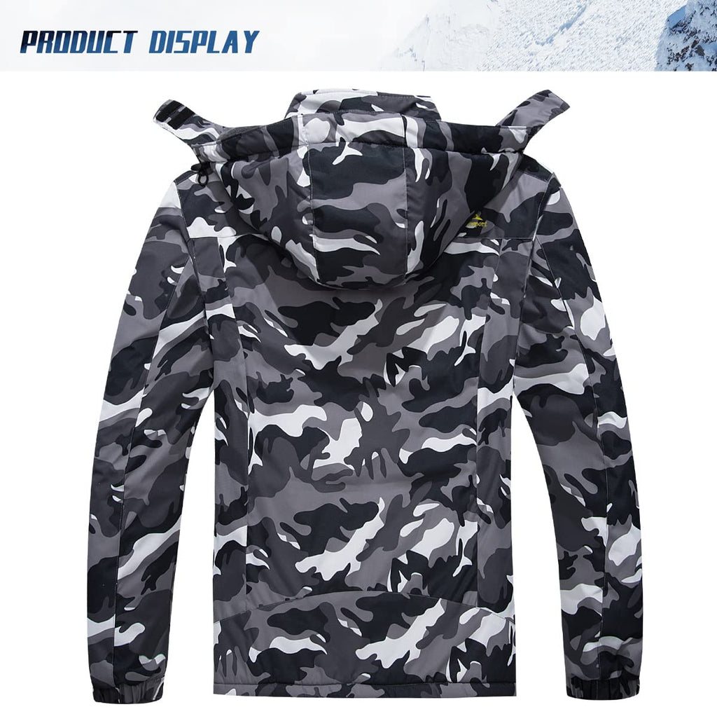 TACVASEN Men's Waterproof Fleece Liner Winter Coats Parka Mountain Windproof Warm Snow Ski Jacket with Multi-Pockets