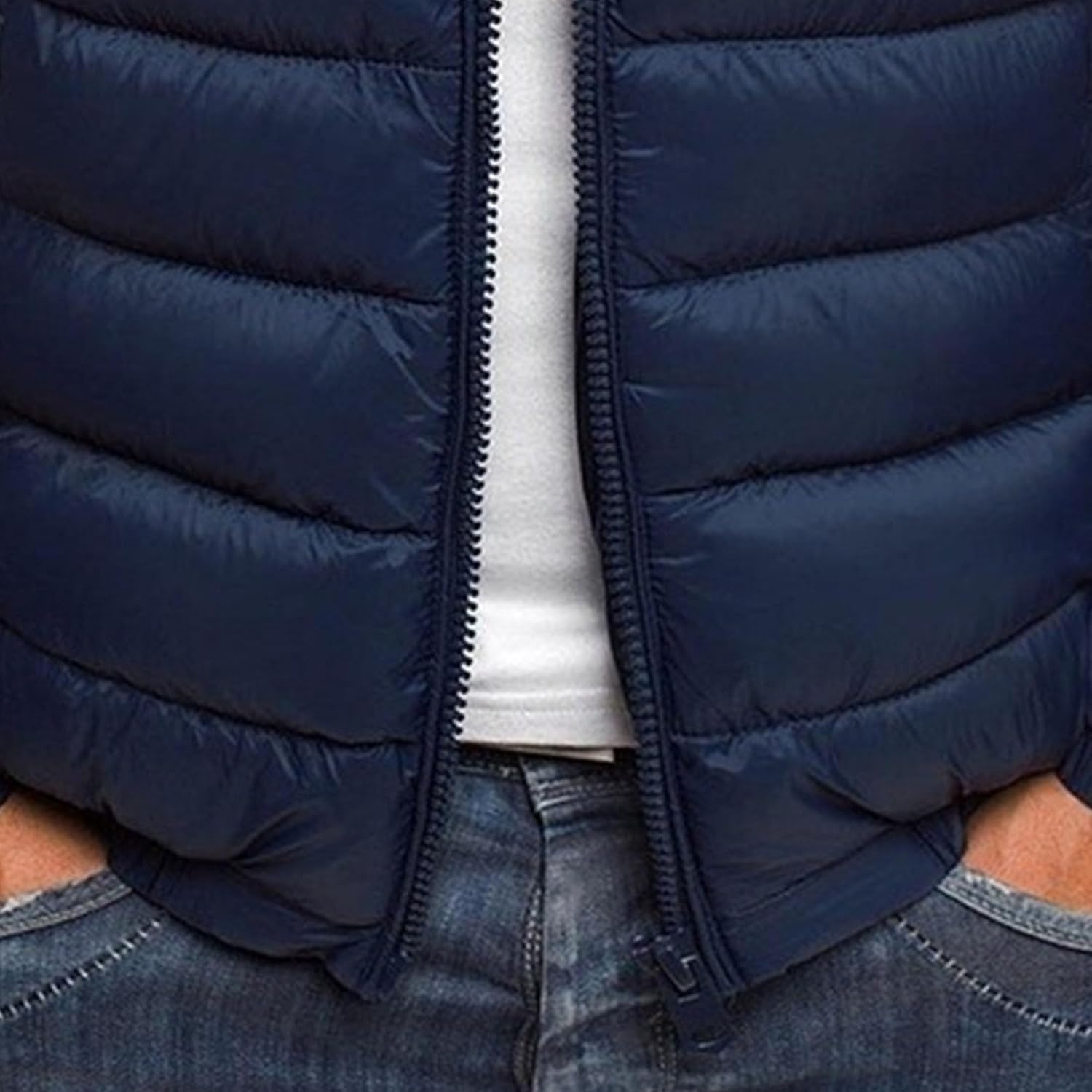 Maiyifu-GJ Men's Windproof Down Jacket Lightweight Winter Warm Thicken Coats Casual Stand Collar Hiking Outerwear