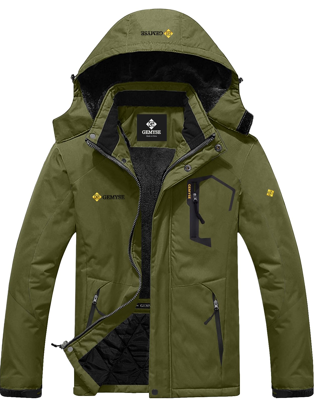 GEMYSE Men's Mountain Waterproof Ski Snow Jacket Winter Windproof Rain Jacket