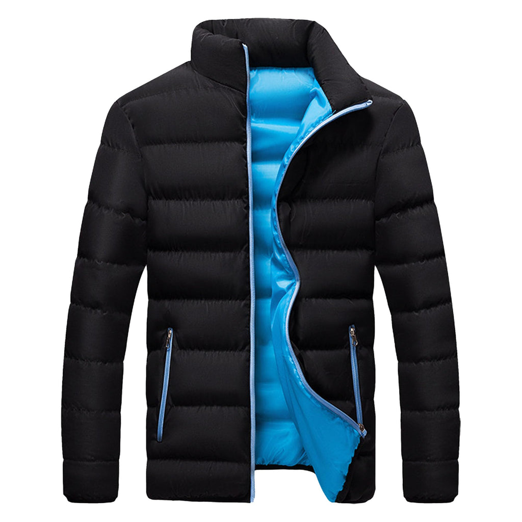 JEShifangjiusu Men Warm Zipper Puffer Jacket Lightweight Winter Puffer Down Coats Fashion Quilted Stand Collar Puffer Jacket