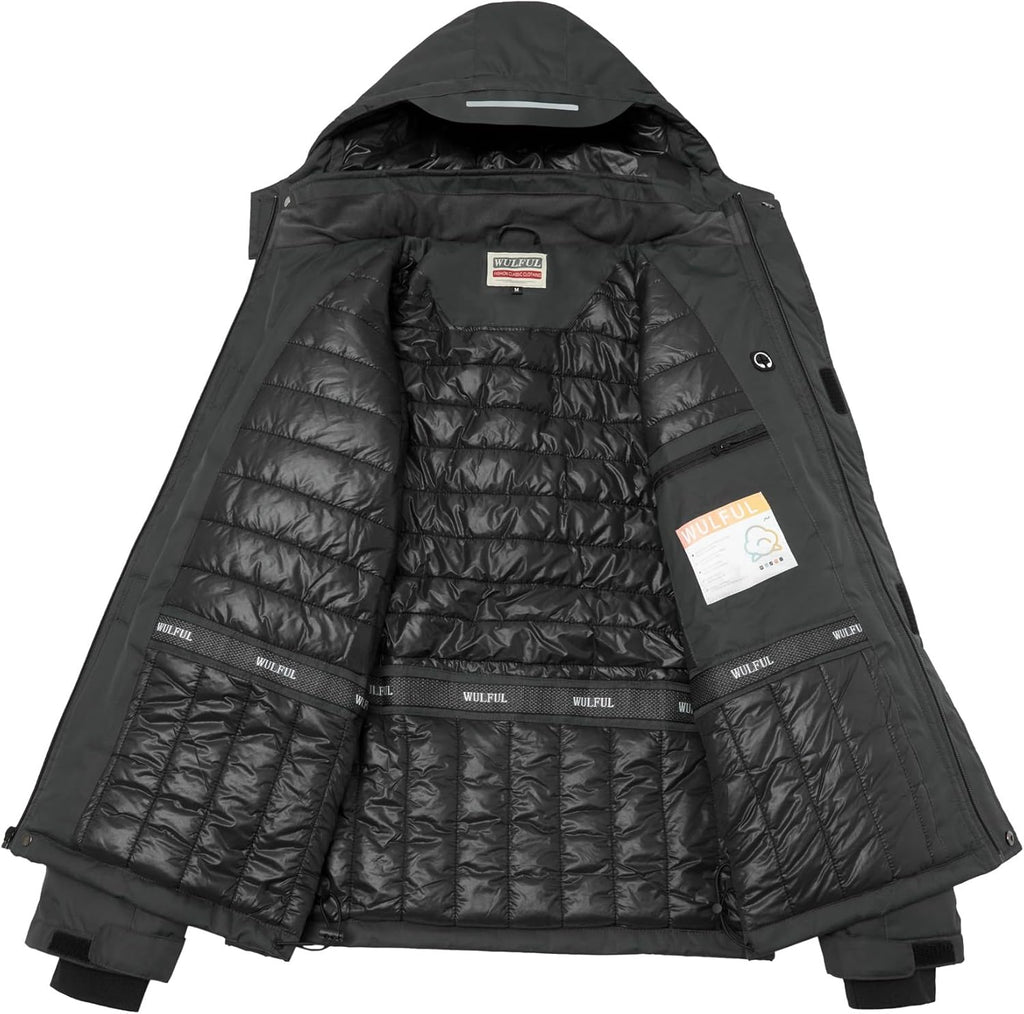 WULFUL Men's Waterproof Ski Jacket Warm Winter Snow Coat Mountain Windbreaker