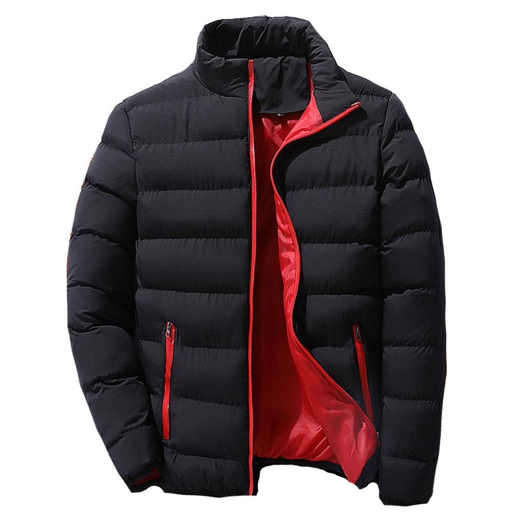 JEShifangjiusu Men Warm Zipper Puffer Jacket Lightweight Winter Puffer Down Coats Fashion Quilted Stand Collar Puffer Jacket