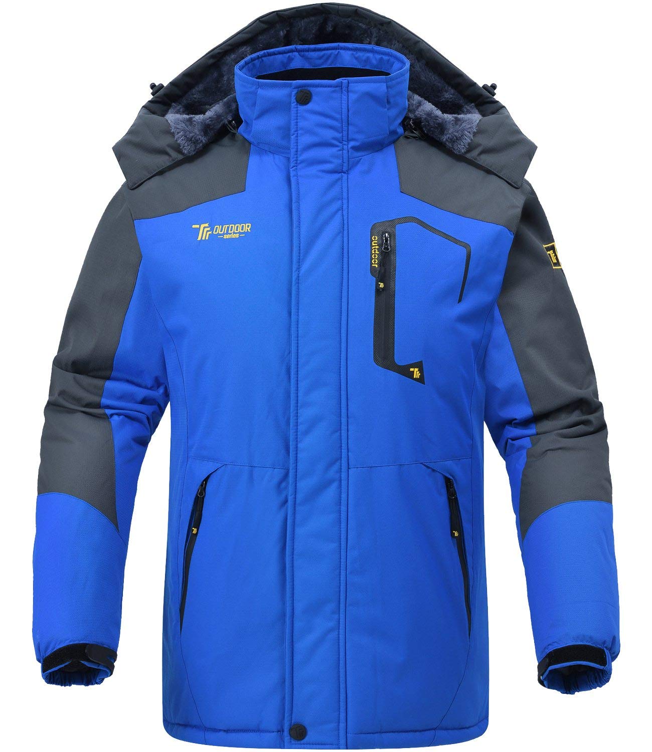 Rdruko Men's Outdoor Ski Snow Jacket Waterproof Fleece Mountain Hooded Rain Coat